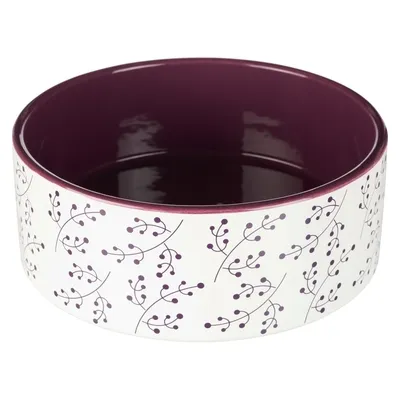 Trixie Ceramic Bowl - Керамична купа за храна и вода за кучета и котки ø 12 см. 300 мл. бяло-ягодова 1