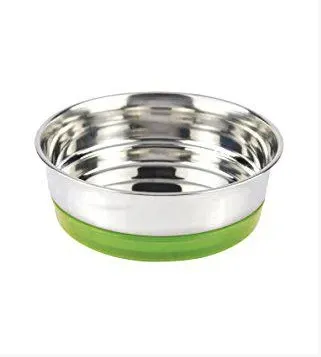 Croci FLUO Fuchsia - Метална купа за храна и вода за кучета и котки 200 мл.- зелено дъно 1