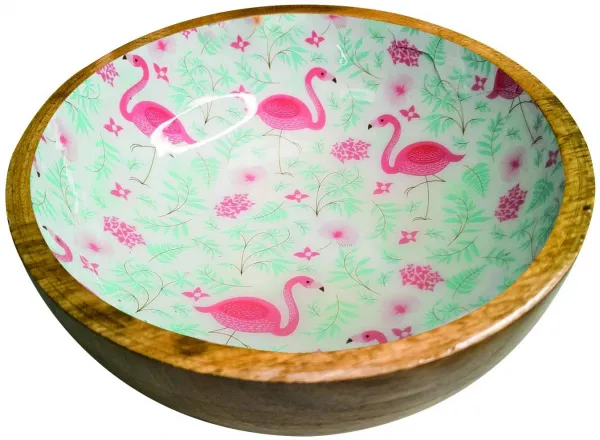 Croci Steel Bowls Mango Flamingo - Купа Фламинго за храна и вода за домашни любимци ,изработена от манго дърво 460 мл.