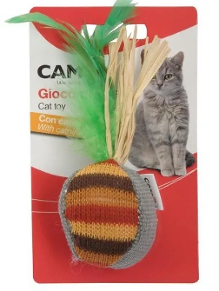 Camon Cat toy - feathered ball -Забавна котешка играчка топка с перо 