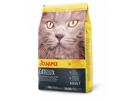 Josera Catelux - Премиум суха храна за израснали котки,за капризни и против космени топки с патешко и картофи 10 кг.