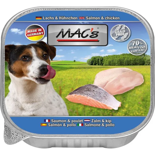 Mac’s Dog Salmon & Chicken - Премиум пастет за кучета със сьомга и пилешко месо, 5 броя х 150 гр.