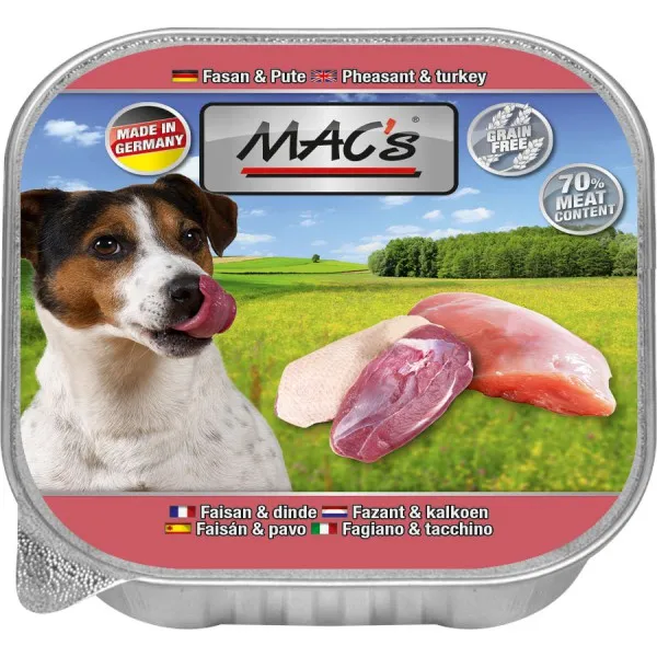 Mac’s Dog Pheasant & Turkey  - Премиум пастет за кучета с пуешко месо и фазан 5 броя х 150 гр. 
