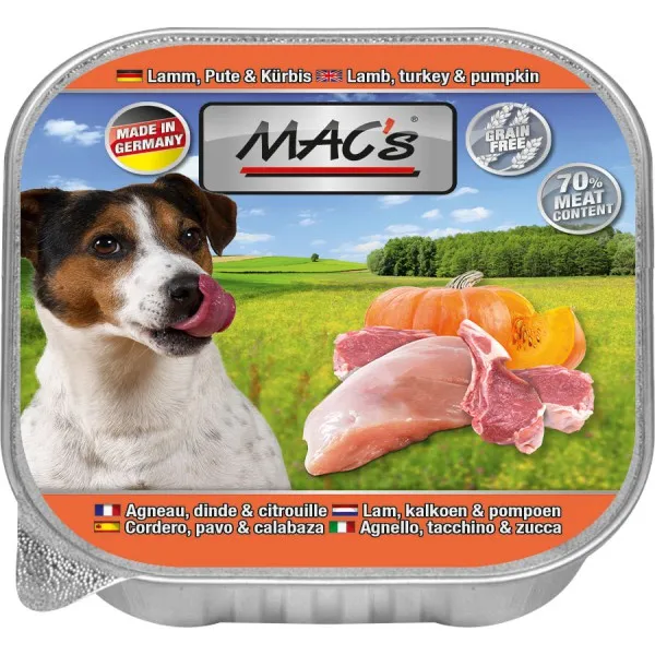 Mac’s Dog Lamb,Turkey & Pumpkin - Премиум пастет за кучета с агнешко месо , пуешко и тиква, 5 броя х 150 гр.