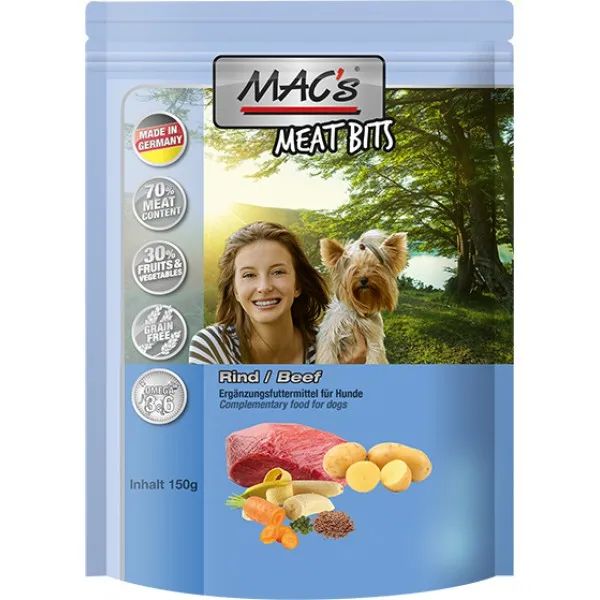 MAC'S DOG Meat Bits Beef - Премиум лакомство , пауч за кучета , без зърно , хапки с телешко месо, 2 броя х 120 гр.