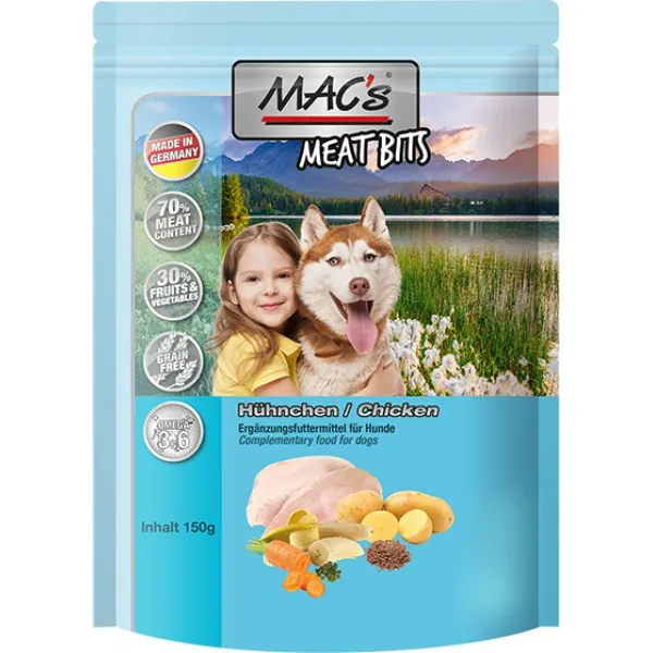 MAC'S DOG Meat Bits Chicken - Премиум лакомство , пауч за кучета , без зърно ,хапки с пилешко месо, 2 броя х 120 гр.