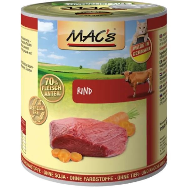 Mac’s Cat Beef - Премиум консервирана храна за котки с говеждо месо, 2 броя х 800 гр.