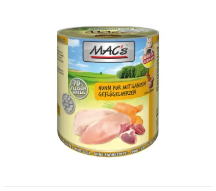 Mac’s Cat Chicken Hearts Pure - Премиум консервирана храна за котки с цели пилешки сърца, 3 броя х 200 гр.