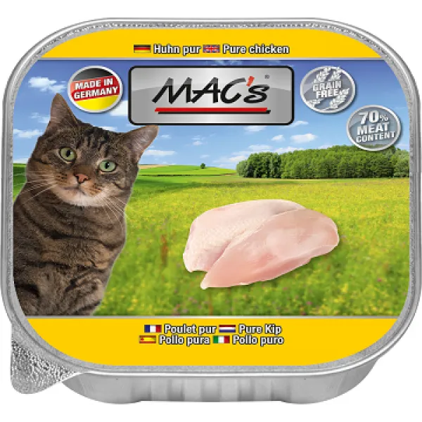 Mac’s Cat Pure Chicken - Премиум пастет за котки , без зърно , с чисто пилешко месо, 5 броя х 85 гр.