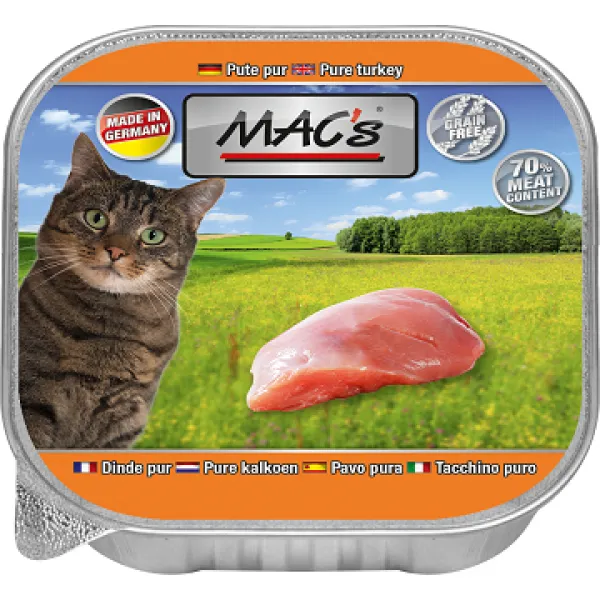 Mac’s Cat Pure Turkey - Премиум пастет за котки , без зърно , с чисто пуешко месо, 5 броя х 85 гр.
