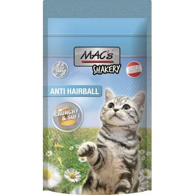 Mаc's Cat Shakery Snack Anti-Hairball - Премиум лакомство за котки , без зърно , против космени топки,снакс с риба и говеждо, 4 броя х 60 гр.