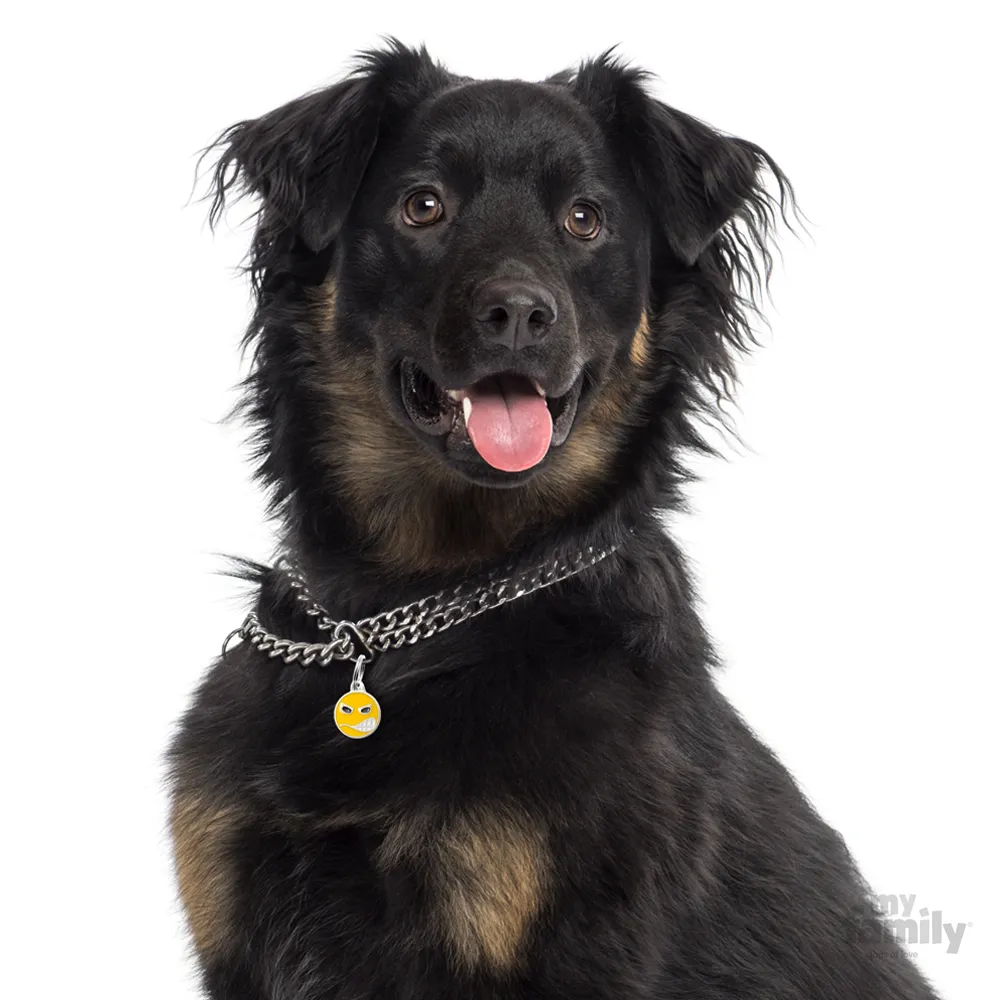 My Family Dog Tag Angry- Ръчно изработен медальон , ядосан емотикон- адресник за кучета 2.85 см. / 2.15 см.  2
