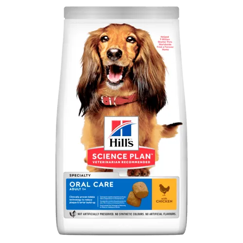 Hill's Science Plan Adult Oral Care С Пилешко - Пълноценна суха храна за подобряване на устната хигиена при кучета над 1 година, 12 кг. 1