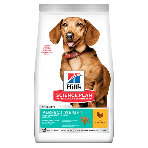 Hill's Science Plan Perfect Weight Small & Mini Adult - Пълноценна суха храна за намаляване и поддържане на теглото ,с пилешко за кучета от малките породи над 1 год., 250 гр. 1