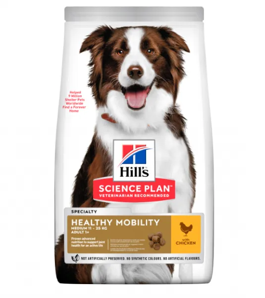Hill's Science Plan Healthy Mobility Medium Adult - Пълноценна суха храна за поддържане на ставите и подвижността при кучета от средни породи над 1 година с пилешко месо 14.кг. 1
