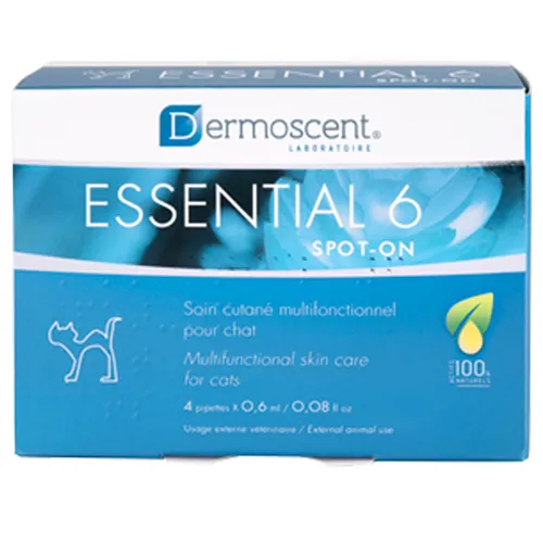 Dermoscent Essential 6 SPOT-ON – №1 Спот-он дермо-козметичен продукт при кожен дисбаланс  за  котки 4 х 0,6 мл.