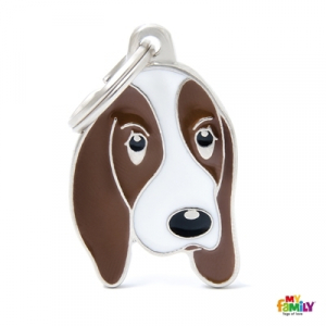 My Family Dog Tag  - Ръчно изработен адресник , Basset Hound Dog за кучета 3.2 см/ 2.4 см. 1
