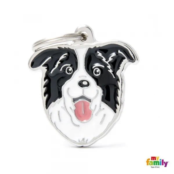 My Family Dog Tag  - Ръчно изработен адресник , Border Collie за кучета 3.2 см/ 3.0 см. 1