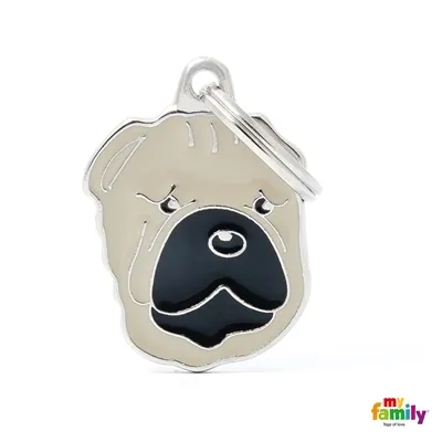 My Family Dog Tag  - Ръчно изработен адресник , Shar Pei Dog за кучета 2.4 см/ 2.7 см.