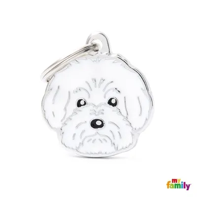 My Family Dog Tag  - Ръчно изработен адресник , Bolognese Dog за кучета 2.8 см/ 2.5 см. 