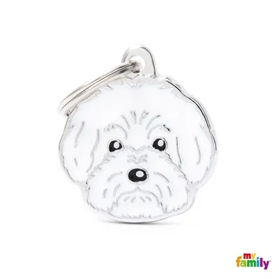 My Family Dog Tag  - Ръчно изработен адресник , Bolognese Dog за кучета 2.8 см/ 2.5 см. 