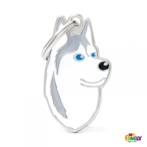 My Family Dog Tag  - Ръчно изработен адресник , Siberian Husky Dog за кучета 2.2 см/ 3.7 см.  1
