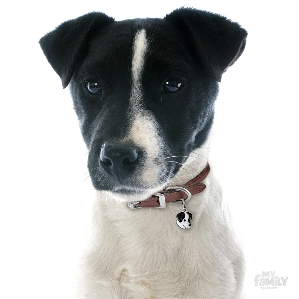 My Family Dog Tag  - Ръчно изработен адресник , Jack Russell Dog за кучета 2.2 см/ 2.1 см. черен 2