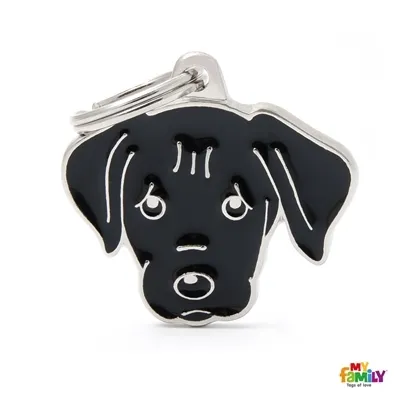 My Family Dog Tag  - Ръчно изработен адресник , Labrador Dog за кучета 3.3 см/ 2.6 см. черен 1