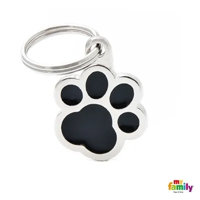 My Family Dog Tag  - Ръчно изработен адресник , лапичка, за кучета котки 2.0 см/ 2.0 см. черен