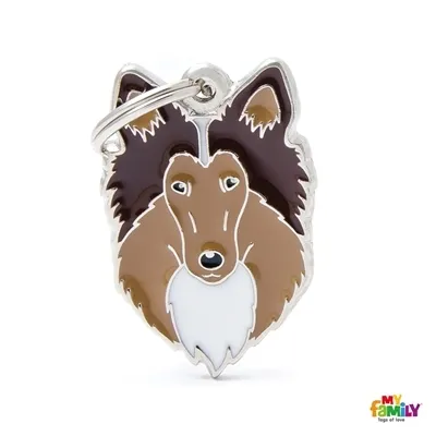 My Family Dog Tag - Ръчно изработен адресник , Collie Dog за кучета 3.8 см/ 2.6 см.  1