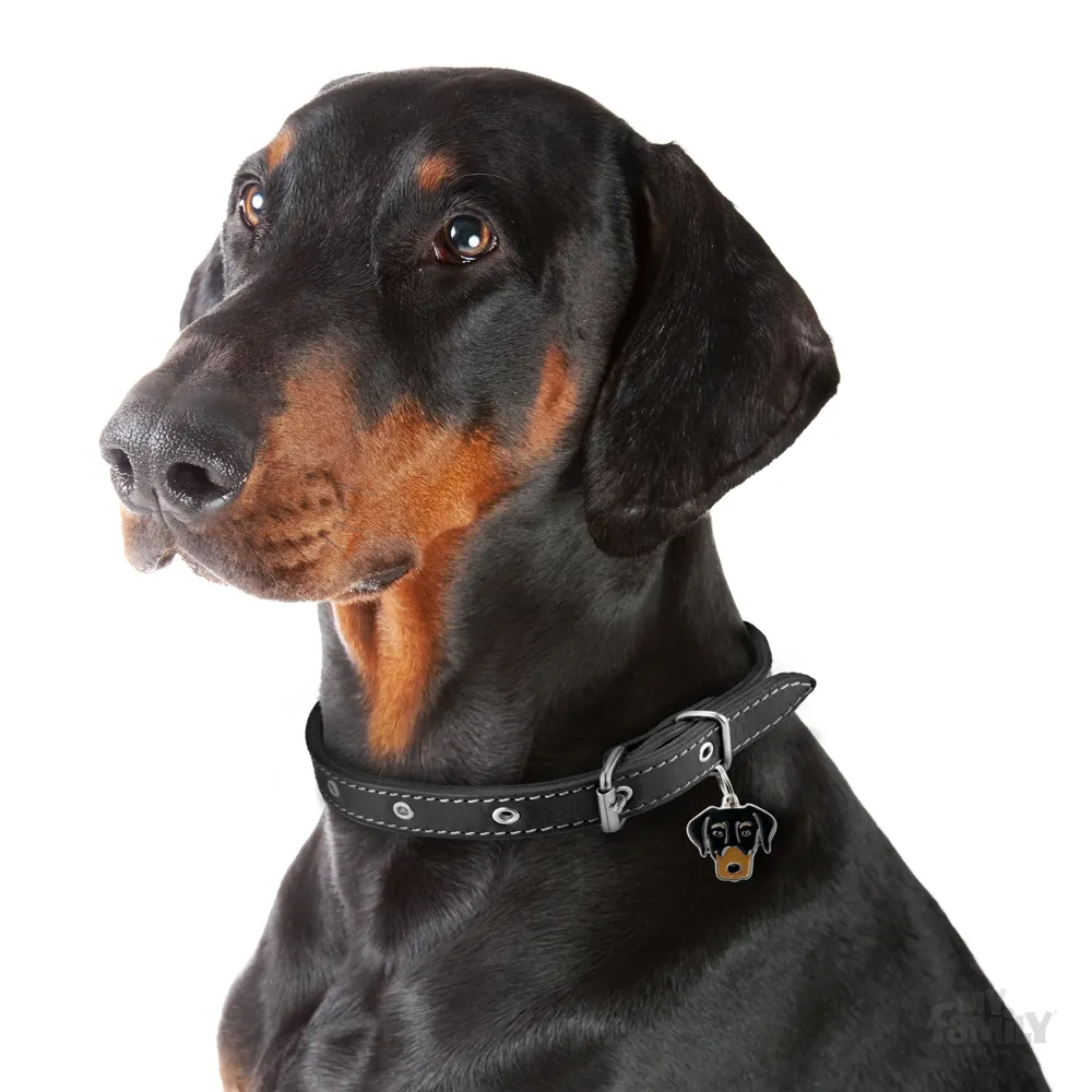 My Family Dog Tag - Ръчно изработен адресник , Doberman Dog за кучета 3.0 см/ 2.5 см.  2