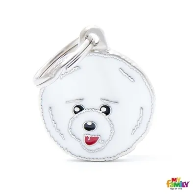 My Family Dog Tag - Ръчно изработен адресник ,Bichon Frise Dog за кучета 2.7 см/ 2.6 см.  1