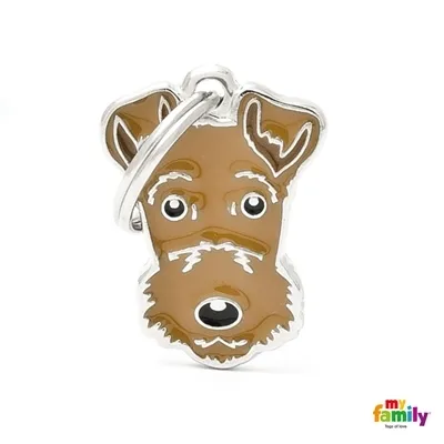 My Family Dog Tag - Ръчно изработен адресник ,Airedale Terrier Dog за кучета 2.8 см/ 2.2 см. 