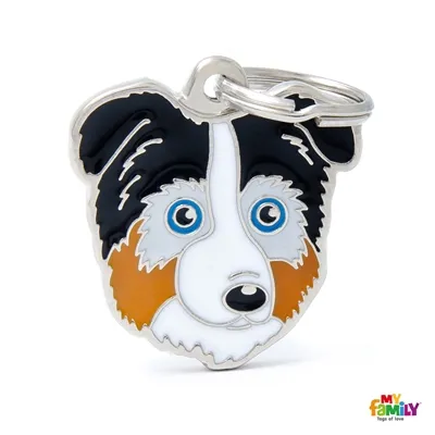 My Family Dog Tag - Ръчно изработен адресник ,Australian Shepard Dog за кучета 3.0 см/ 3.0 см.  1