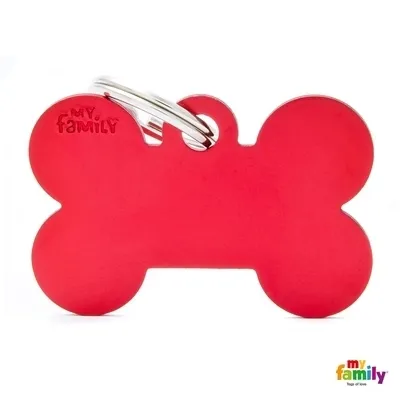 My Family Dog Tag Plate - Ръчно изработен адресник ,плочка кокал за кучета 3.8 см/ 2.5 см. червен