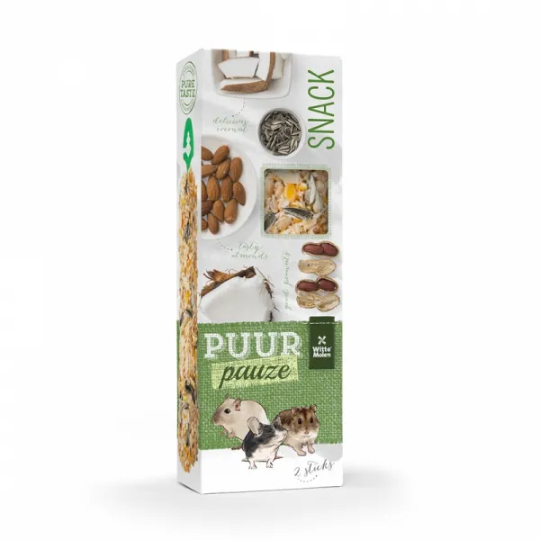 Witte Molen Puur pauze sticks almond & peanut - Премиум допълнителна храна крекери за гризачи с бадеми и фъстъци 110 гр. 1