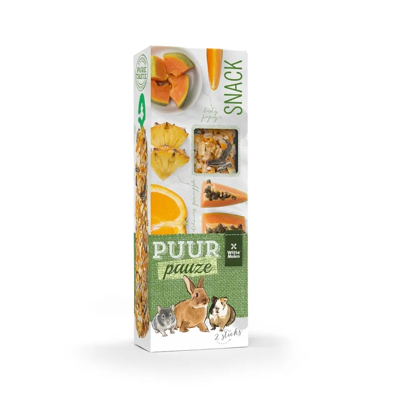 Witte Molen Puur pauze sticks orange & papaya - Премиум допълнителна храна за гризачи крекери с портокал и папая 110 гр. 1