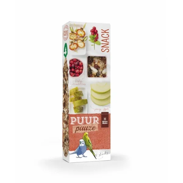 Witte Molen Puur Sticks Apple and Rosehip - Премиум лакомство за вълнисти папагали , крекери с джинджифил и ябълка 60 гр.