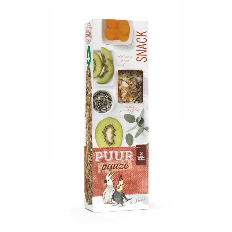 Witte Molen Puur Sticks COCKATOO KIWI & EUCALYPTUS - Премиум лакомство за средни папагали , крекери с киви и евкалипт 140 гр.