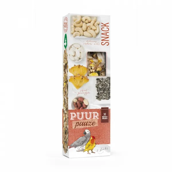Witte Molen Puur Sticks Pineapple & Peanut - Премиум лакомство за папагали, крекери с ананас и фъстъци 140 гр.