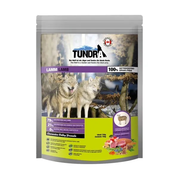 Tundra Dog Dry Adult Lamb - Премиум пълноценна суха храна за израснали кучета, без зърно , с агнешко месо 750 гр.