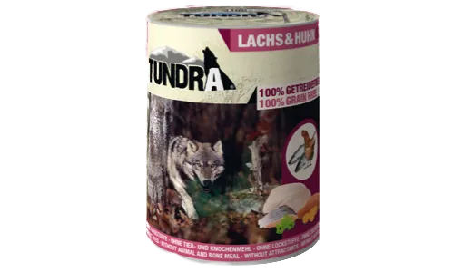 Tundra Dog Salmon Chicken - Премиум консервирана храна за кучета, без зърно , с пилешко и сьомга, 2 броя х 400 гр.