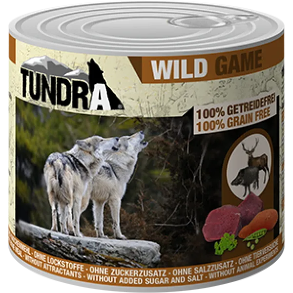 Tundra Dog Game - Премиум консервирана храна за кучета, без зърно , с месо от дивеч, 2 броя х 400 гр.