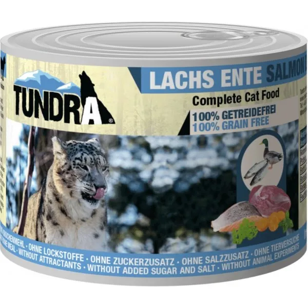Tundra Cat Duck and Salmon - Премиум консервирана храна за израснали котки, без зърно , с патешко и сьомга, 2 броя х 200 гр.