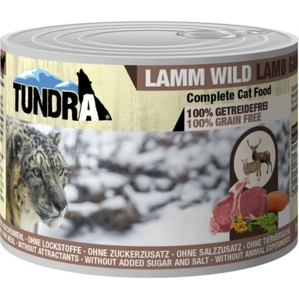 Tundra Cat wild and Lamb - Премиум консервирана храна за израснали котки, без зърно , с агнешко месо и дивеч, 2 броя х 200 гр.