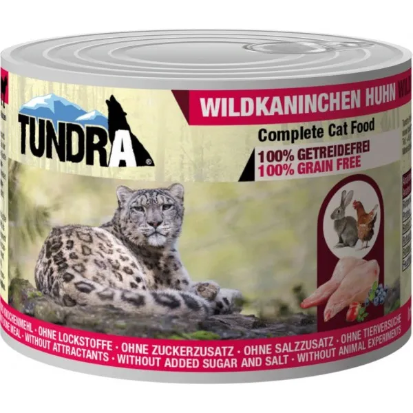 Tundra Cat Wild Rabbit Chicken - Премиум консервирана храна за израснали котки, без зърно , с дивеч , заешко и пилешко месо, 2 броя х 200 гр.