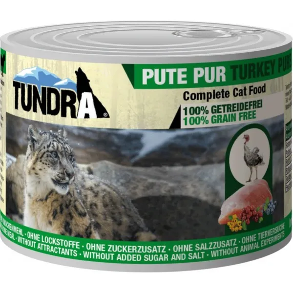 Tundra Cat Pure Turkey - Премиум консервирана храна за израснали котки, без зърно , с чисто пуешко месо, 2 броя х 200 гр.