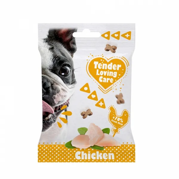 Duvo Plus Soft Snack Chicken - Лакомство за кучета, награди с меки хапки пилешки снакс, 4 броя х 100 гр. 1