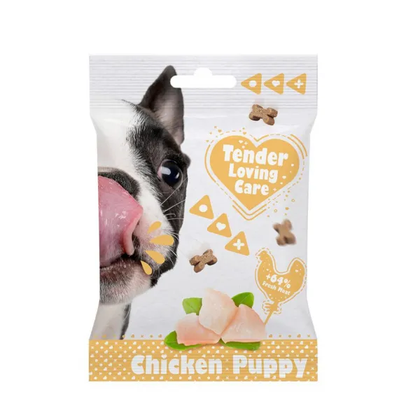 Duvo Plus Soft Snack Chicken Puppy - Лакомство ,наградки за подрастващи кучета, снакс с меки хапки пилешко, 4 броя х 100 гр.
