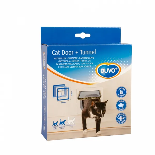 Duvo Plus CAT DOOR + TUNNEL - Вратичка за котки с тунел ,19x19,7 см. бяла 1